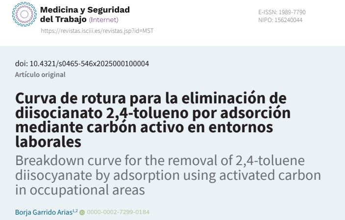 Curva de rotura para la eliminación de diisocianato 2,4-tolueno por adsorción mediante carbón activo en entornos laborales